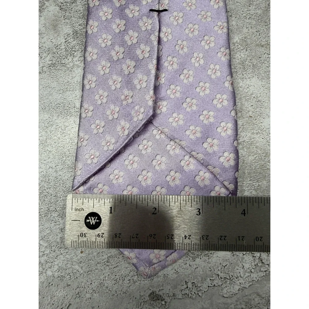 IKE BEHAR Tie Mens One Size Purple Floral‎ Embroidered 100% Silk Designer